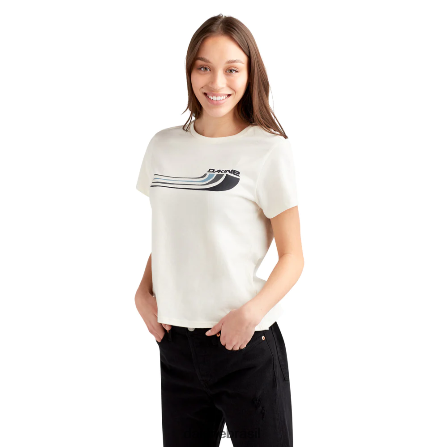 surfar branco Dakine mulheres camiseta manga curta com trilho empilhado roupas 866244341